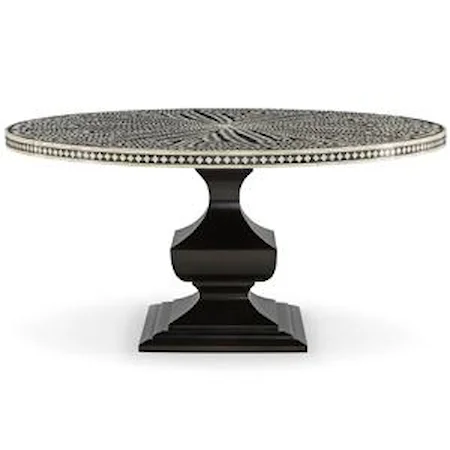 Barnsley Round Dining Table with Patterned Bone Inlay Top